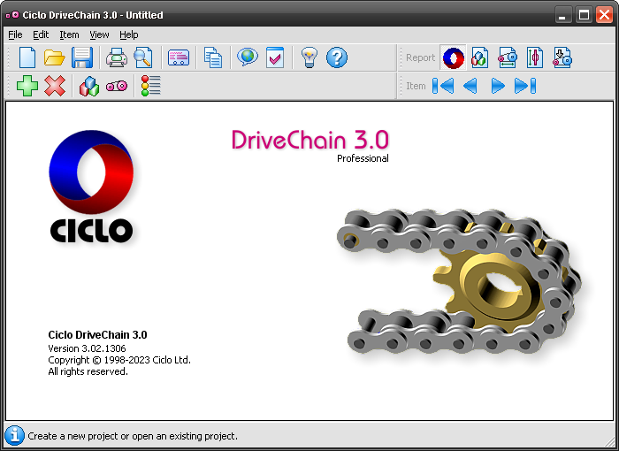 Main Window - Roller Drive Chain Software