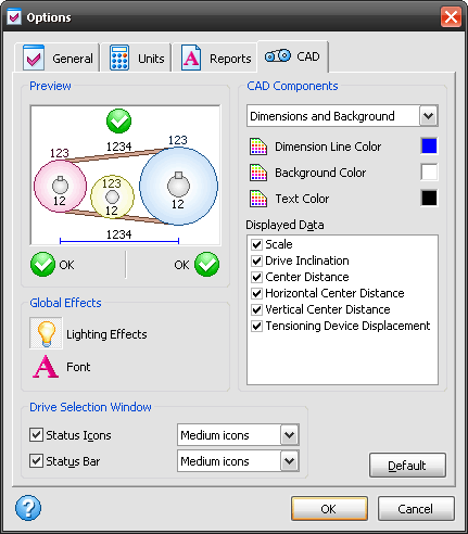 Configuration Options - CAD - Synchronous Belt Software