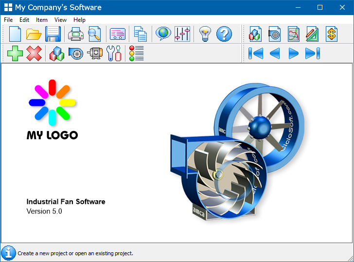 Software de Ventiladores Centrífugos e Axiais - Janela Principal