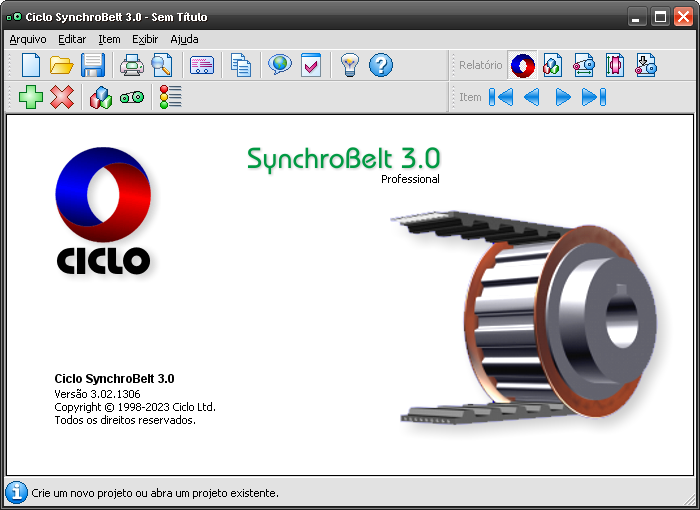Janela Principal - Software de Correias Sincronizadoras
